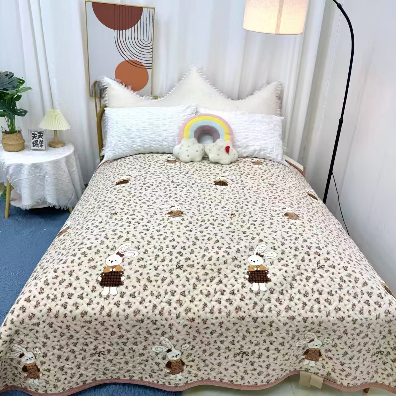 Winter Milk Velvet Bed Cover Single Piece Fleece-Lined Tatami Mattress Household Non-Slip Soft Cushion Thickeneded Quilted Bed Sheetss