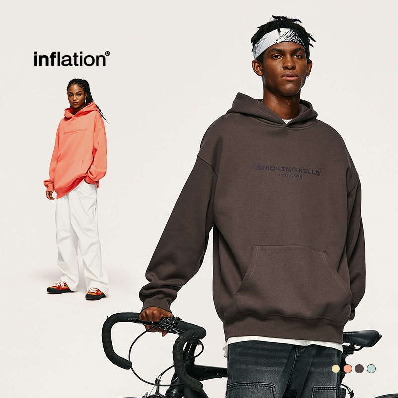 Мужская одежда INF | Толстовка FOG Morandi цвета 350G с гелевым принтом, на флисовой подкладке, с капюшоном, весна 2025, трендовая, повседневная, брендовая