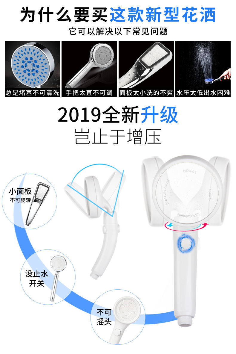 Japanese-style pressurized showerhead, Douyin rain shower head, large-head pressurized, ultra-high pressure large size, suitable for household use details Picture