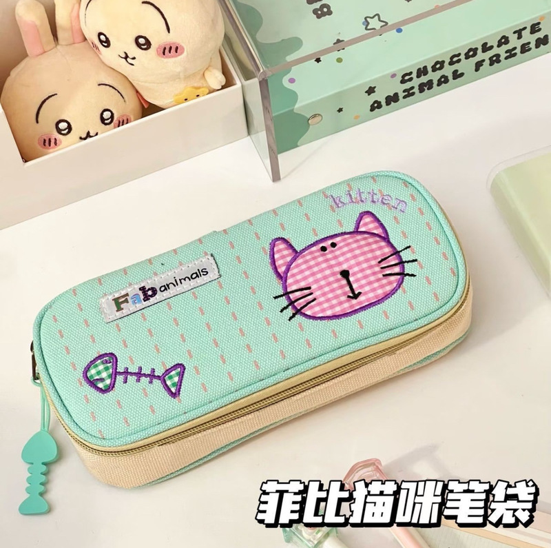菲比猫笔袋韩版卡通小猫咪笔袋学生大容量多层文具盒小学生文具袋|undefined