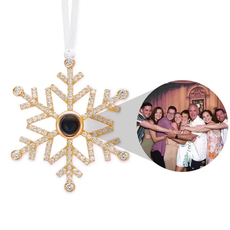 European and American Thanksgiving Christmas Gift Snowflake Christmas Tree Pendant Projection Necklace Women's Custom-made Photo