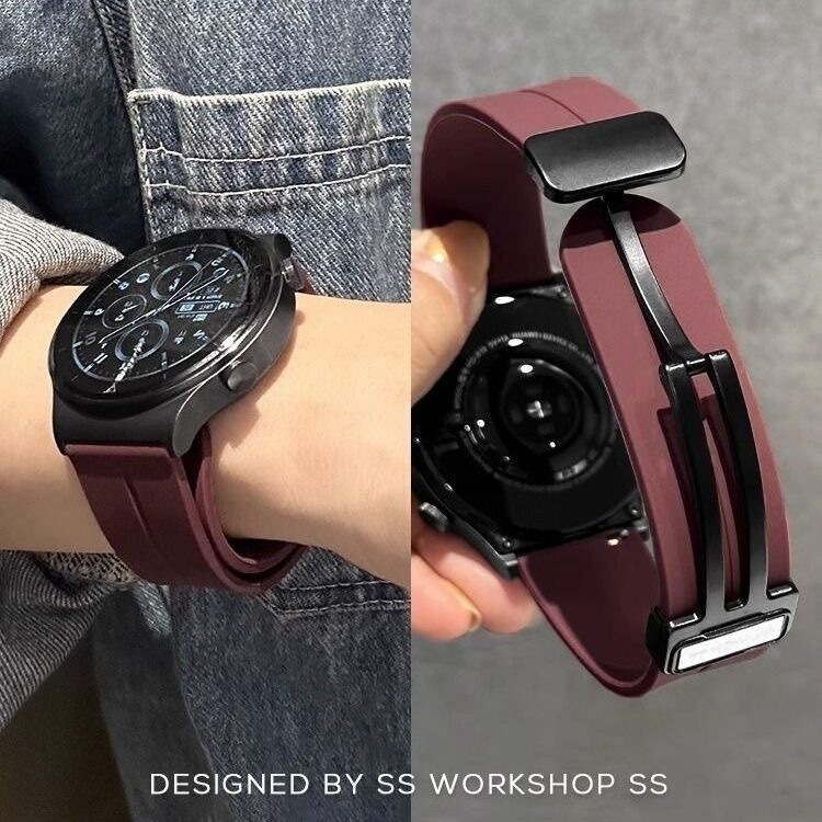 シリコン時計ストラップ 20mm22mm インターフェース幅ユニバーサル耳針取り外し交換用磁気折りたたみバックル時計ストラップ|undefined