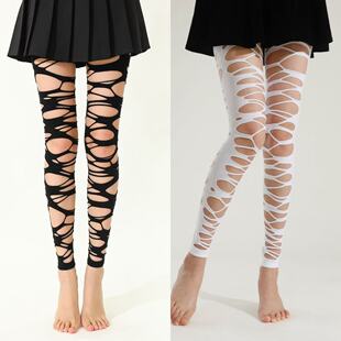 Cross-Border Punk Gothic Style Asymmetrical Y2K Socks Sexy Subculture Ripped Socks Beggar Cut Out Leggings Slimming Legs