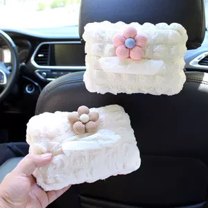 Cute car-mounted tissue box, hanging tissue box set for sun visor, armrest box, car seat tissue hanging bag for women