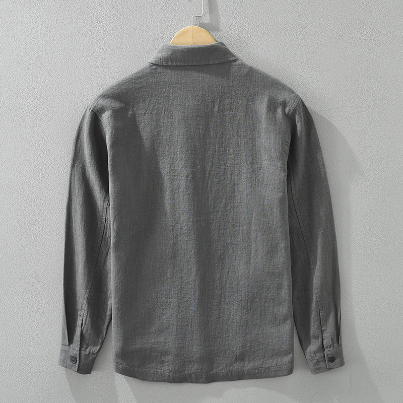 7205日系レトロでシンプルな長袖シャツ男性ファッション|undefined