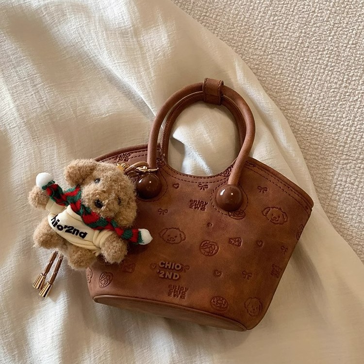 Viento del Sur chio2nd pan cachorro cabaña navideña tote bolso bolso femenino otoño e invierno retro bolso de mano
