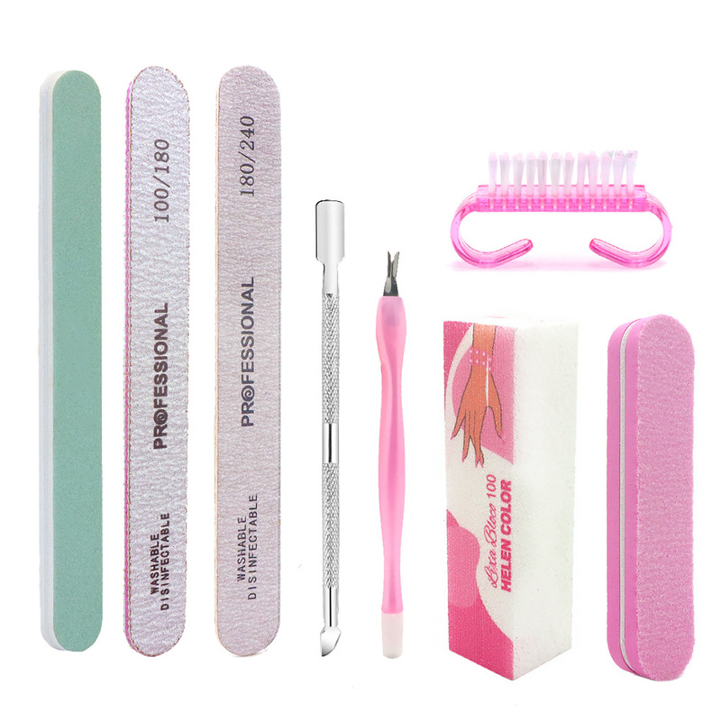 8-piece printed tofu block nail art suit combination polishing strip suit cross-border explosion manicure suit
