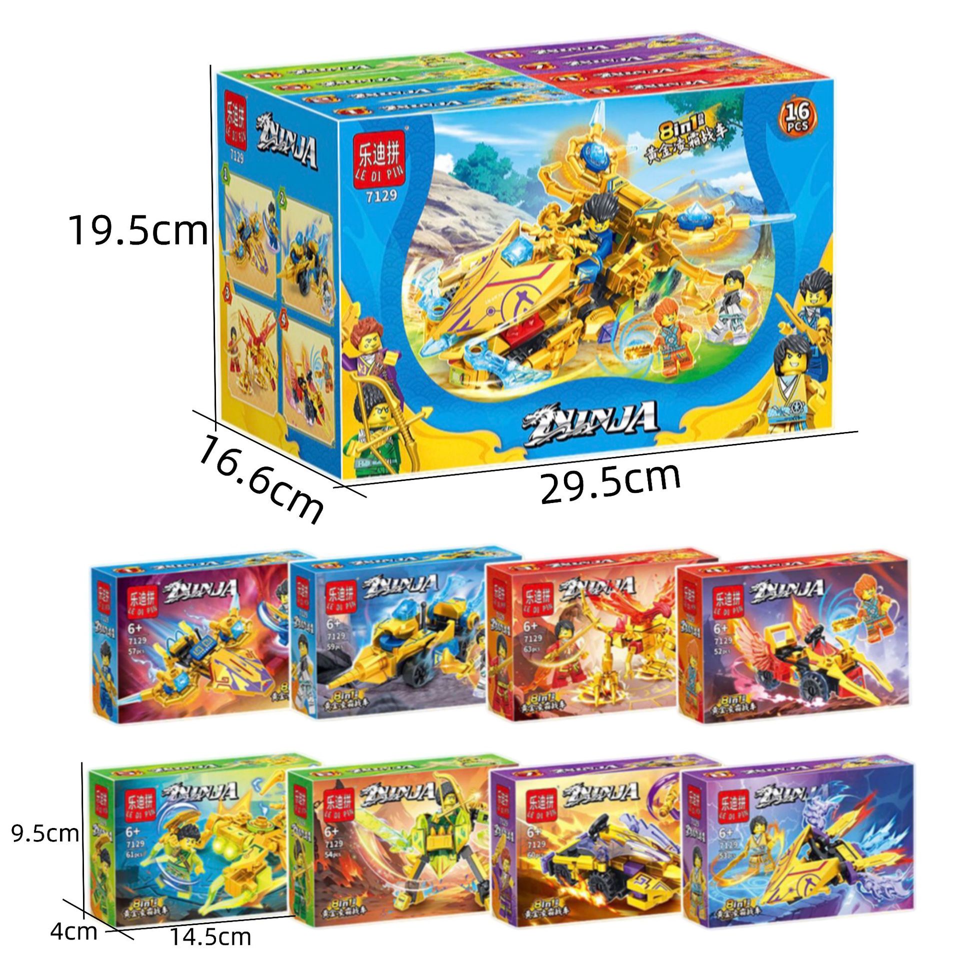 8-in-1 Kleine Bausteine Ninja-Serie Bauklötze Konstruktionsspielzeug für Jungen Lernspielzeug Schulungsgeschenk