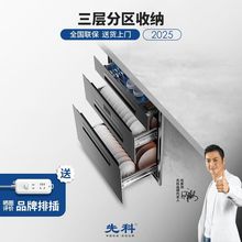 先科官方正品2025新款碗筷消毒柜嵌入式消毒碗柜家用三层120L烘干
