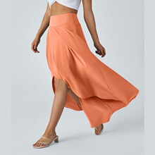 H 87962 Irregular Hem Flowy Midi Skirt ��Ҏ�t�����Lȹ