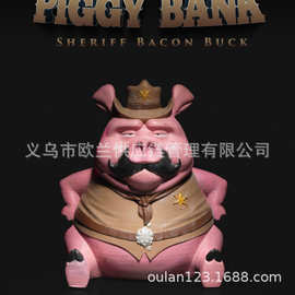 跨境   新品搞怪牛仔小猪  存钱罐151
