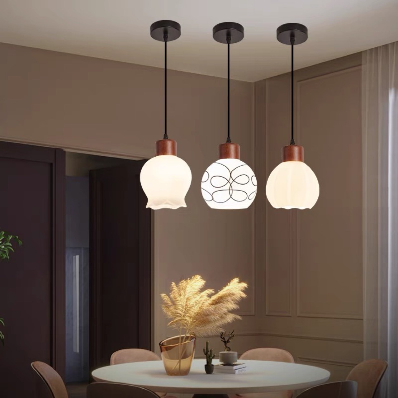 Lámpara de comedor moderna minimalista japonesa lámpara de mesa de comedor minimalista nórdica creativa madera cama cama pequeña lámpara de cama
