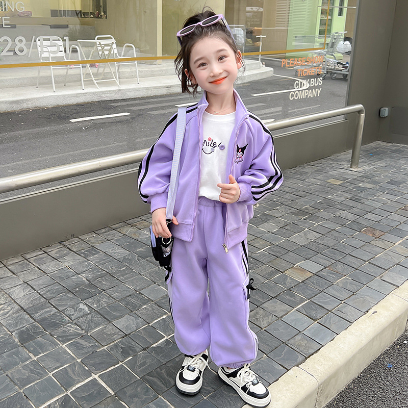 소녀 쿨로 미 세트 가을 2024 새로운 서양식 유행 인터넷 인기 어린이 레저 스포츠 가을 투피스 세트