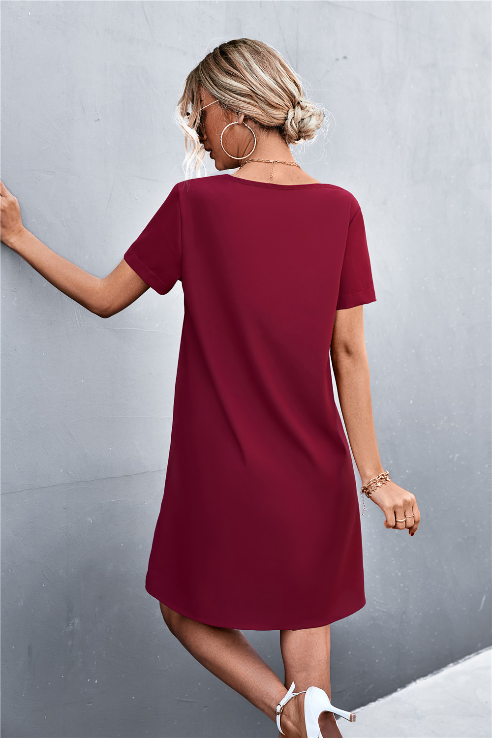 Women's V-neck Lace Patchwork Dress For Summer Occasions_voghion.com