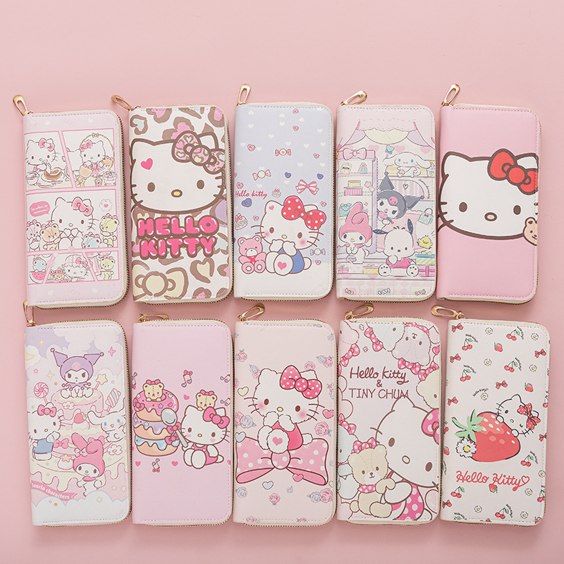Fresh Japanese-Style Cute Kitten Women's Wallet Girls Wallet Long Zipper Texture Student Card Holder 2024 New Style
