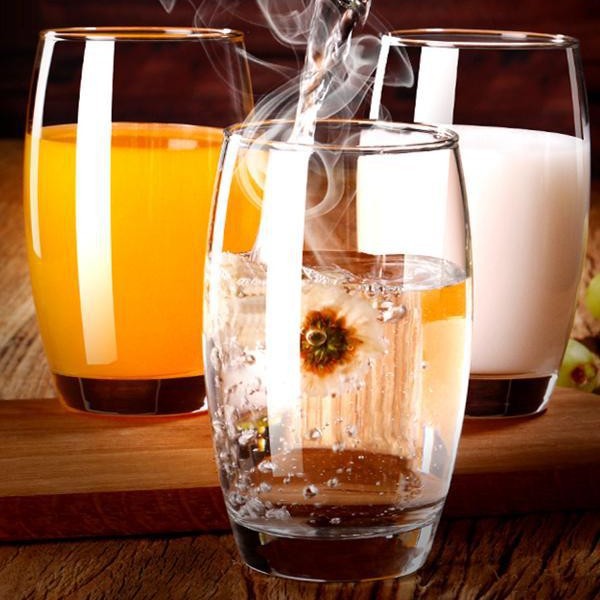 Taza de vidrio transparente para beber taza de agua fría taza de leche taza de té resistente al calor 6 set de hervidor de agua fría material de alta borosilicona