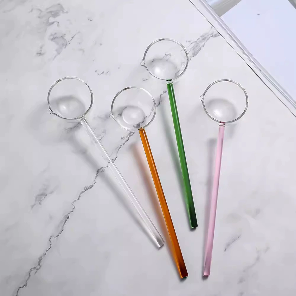 Long -handed glass spoon large high temperature high -temperature high borosilic soup spoon transparent seasoning spoon house transparent spoon splash oil hot oil spoon