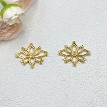 古风金色多孔镂空合金莲花饰品配件diy发饰头饰挂件连接吊片材料