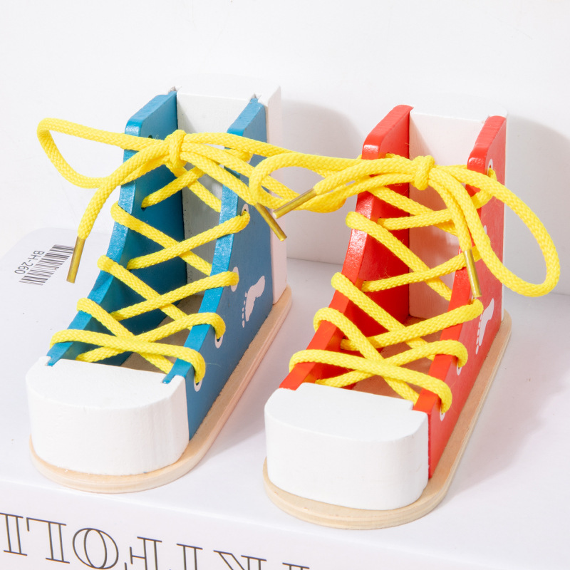 Material didáctico Montessori para aprender a atar cordones, práctica de atar cordones para bebés y niños, juguetes de educación temprana para áreas de jardín de infancia, zapatos.