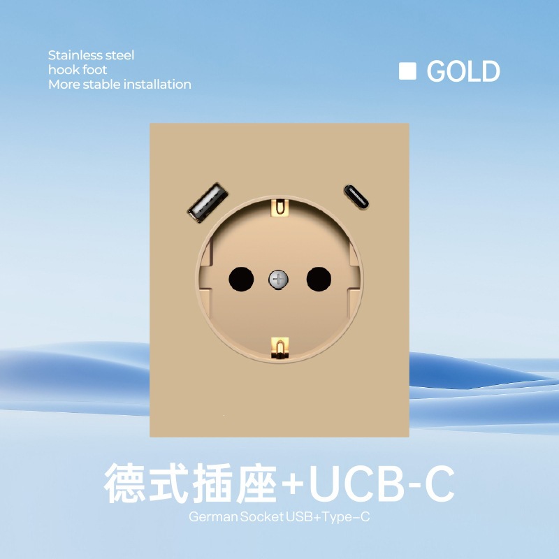 Interruptor y Tomacorriente de Pared Ultrafino Estándar Europeo de Bronce de Estaño y Fósforo Mecánico para Pared image 13