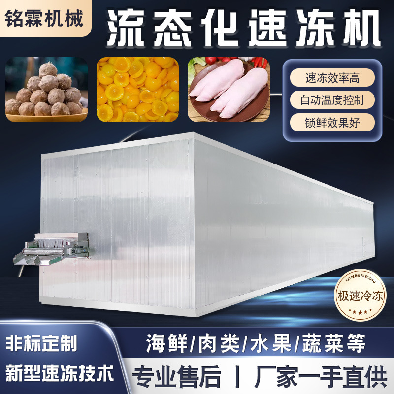 速冻火锅肉丸设备 黄桃果肉流态化速冻机 肉类猪蹄猪耳速冻流水线