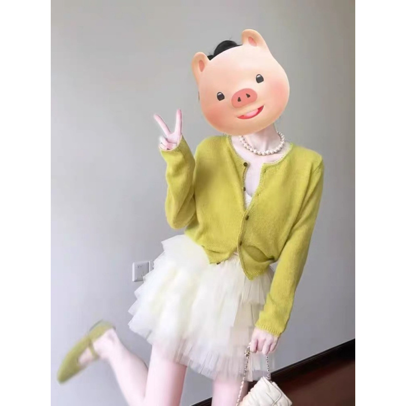 Dopamine Style Versatile Long-Sleeve V-Neck Thin Outerwear Sun Protection Air Conditioning Cardigan Knit Top for Women