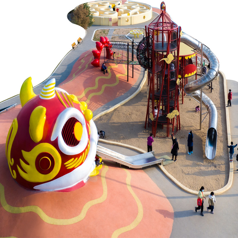 Los niños al aire libre gran combinación diapositiva unpowered instalaciones de diversión Parque escénico EQUIPO DE ATRACCIONES unpowered