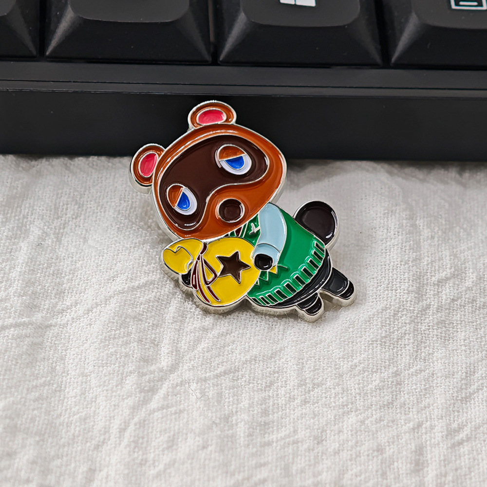 Cute Raccoon Game Character Lapel Enamel Brooch Animal Crossing Collection Badge Game Enthusiast Backpack Accessory
