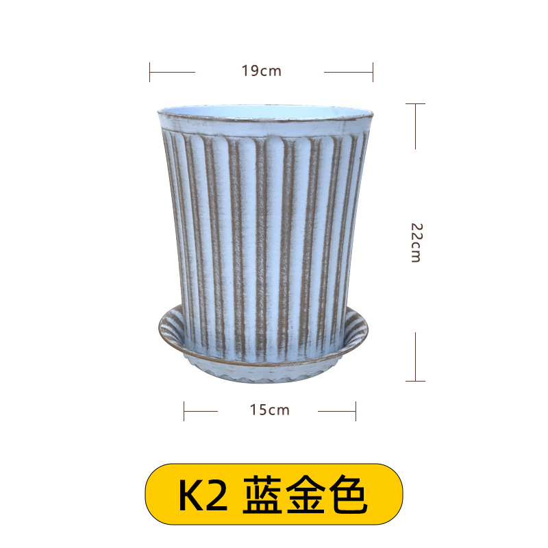 Venta al por mayor retro estilo europeo galón maceta de plástico maceta hogar Hortensia Rosa alambre Lotus resina maceta