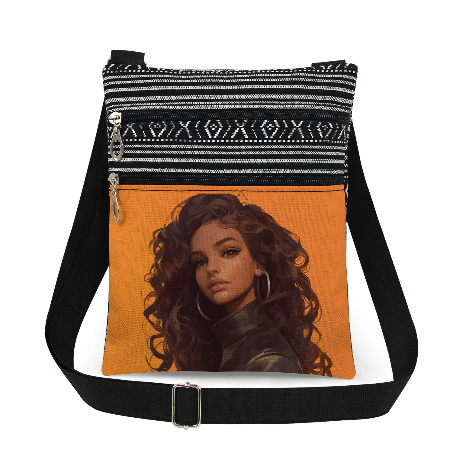 Women's Canvas Human Flower Streetwear Square Zipper Messenger Bag display picture 8