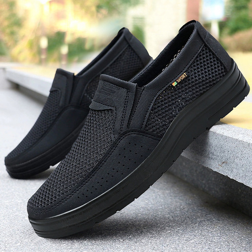 Plus-size polyurethane men's shoes, summer mesh, new style men's canvas shoes, breathable slip-on casual sandals.