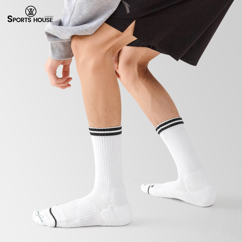Sport's House men's mid-calf sports trendy socks are versatile for daily street wear and solid color casual socks