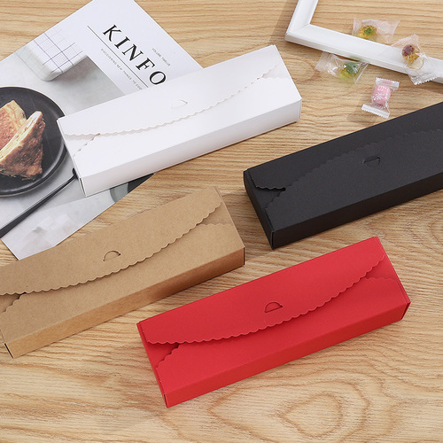 Simple folding long biscuit box creative kraft paper candy pastry box snowflake crisp nougat packaging gift box