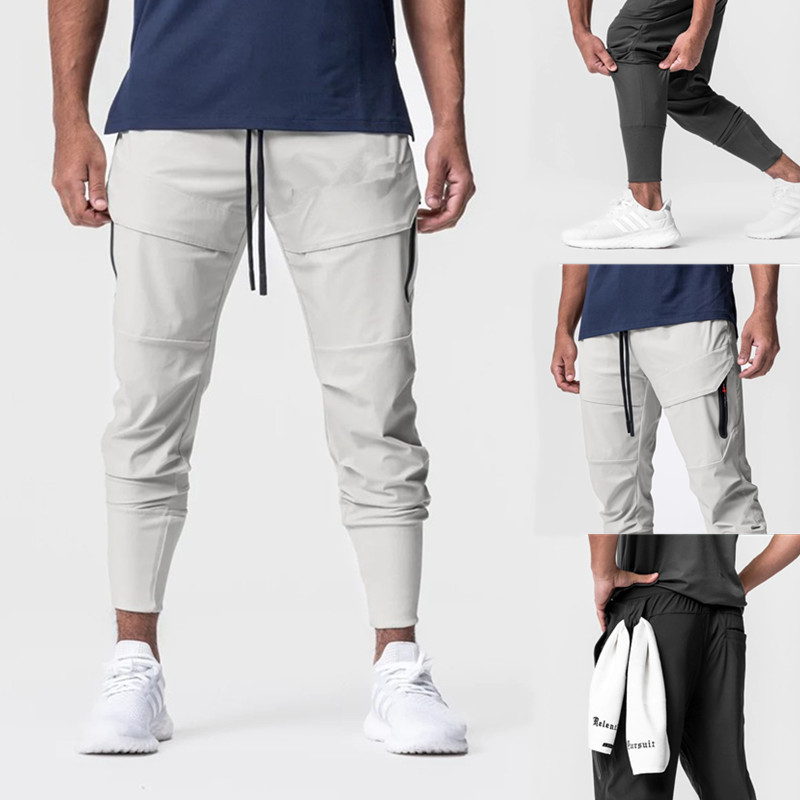 Summer Men's Clothing Men's Trendy Brand Leggings Casual Sweatpants Elastic Multi-Flap Pocket Pants Sports Fitness Jogging Trousers Overalls