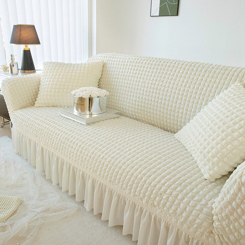 Combined L-shaped sofa cover, all-inclusive seersucker sofa cover, chaise seat anti-slip protection, four seasons wholesale