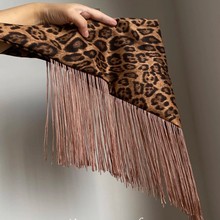时髦精必入复古棕色豹纹流苏腰带配裙子屁帘牛仔裤系带腰封配饰女