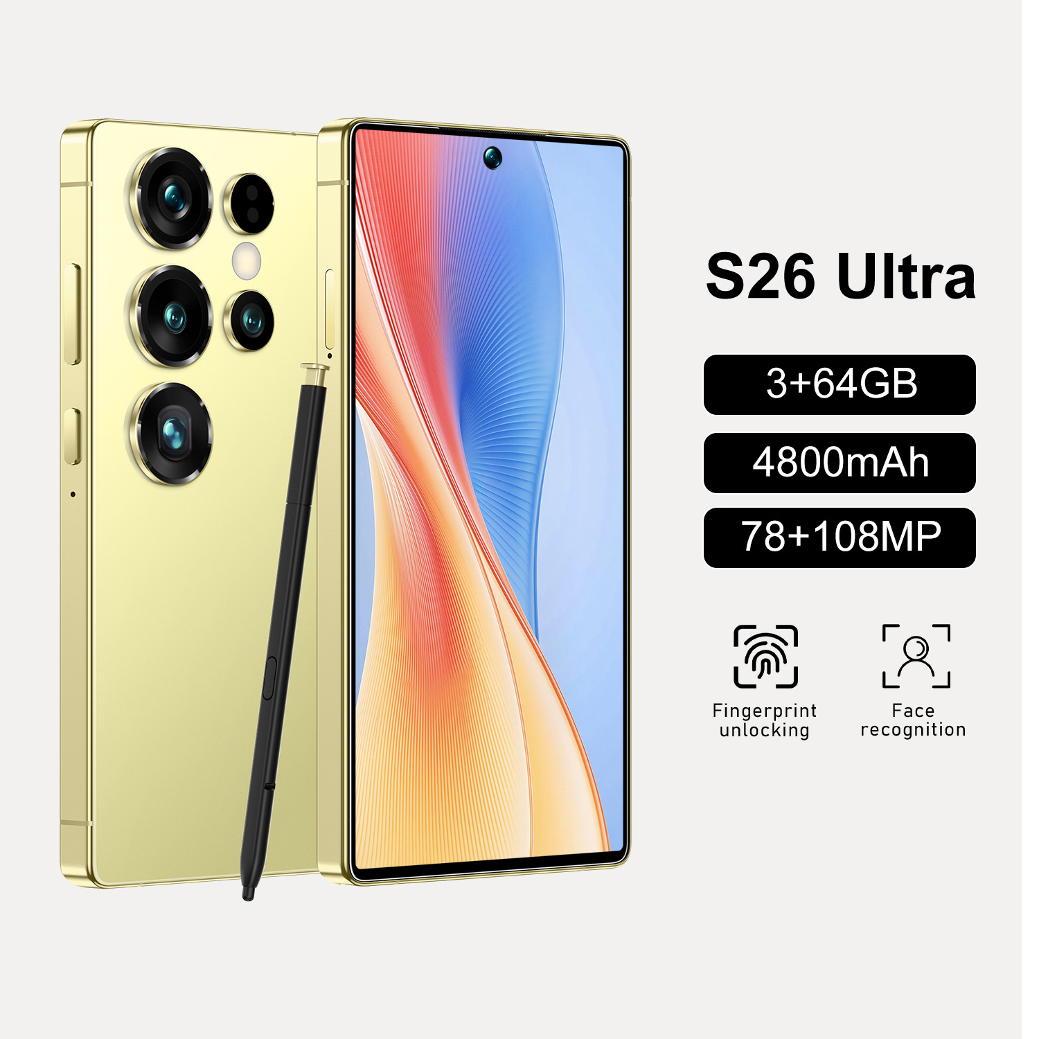 新款爆品S26 Ultra内置笔智能手机5.0寸大屏真4G网络安卓10  3+64
