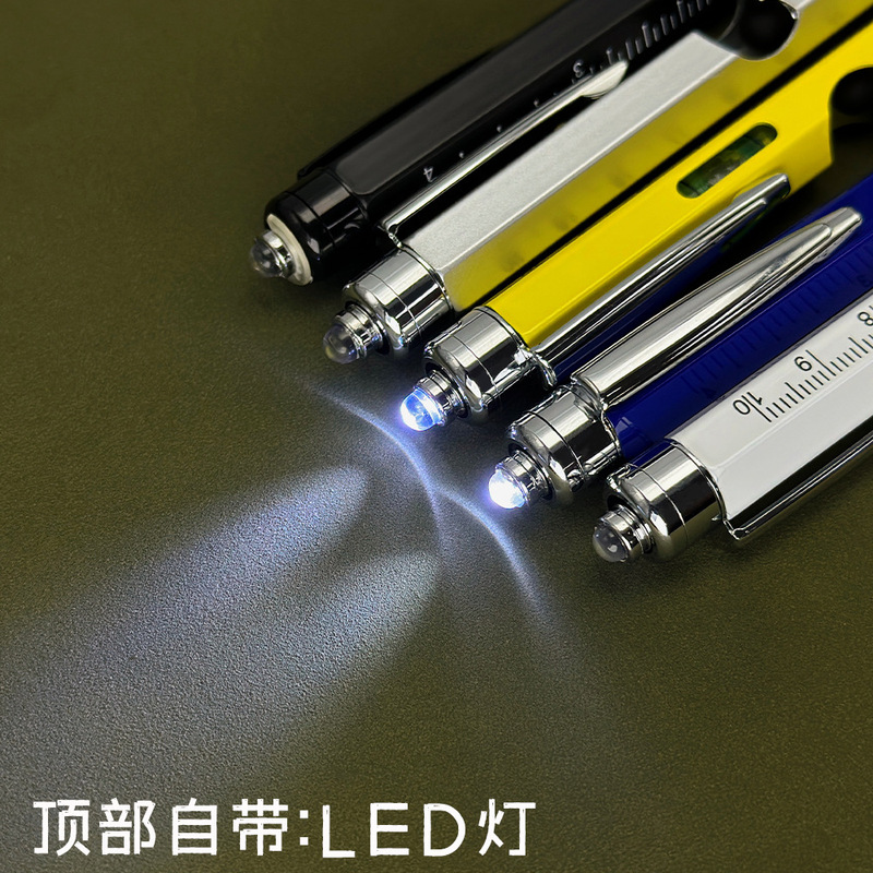 ライト栓抜き付きクロスボーダー多機能ツールペンタッチスクリーンペン水平スケール金属ボールペン9イン1|undefined