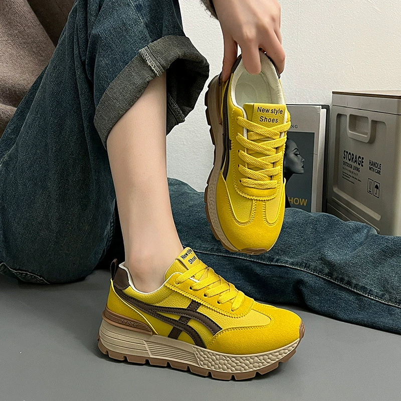Корейские кеды Forrest Gump De training shoes 2025 новая круглая носа нескользящая модная обувь универсальные dad shoes для женщин AD8875