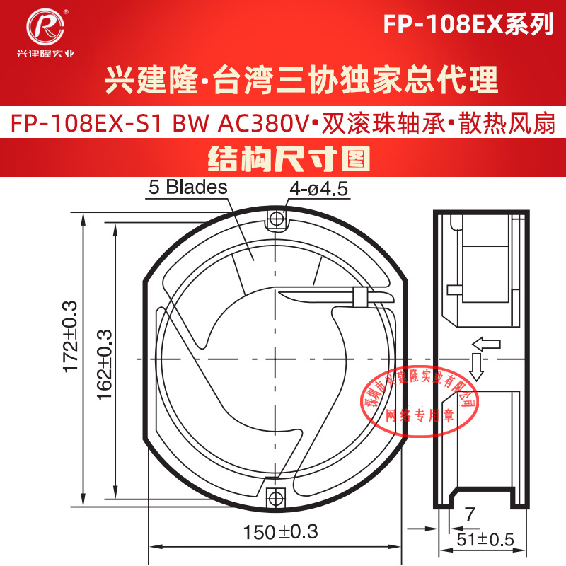 ̨ЭFP-108EX-S1-B AC380V35Wѹɢȷ17251