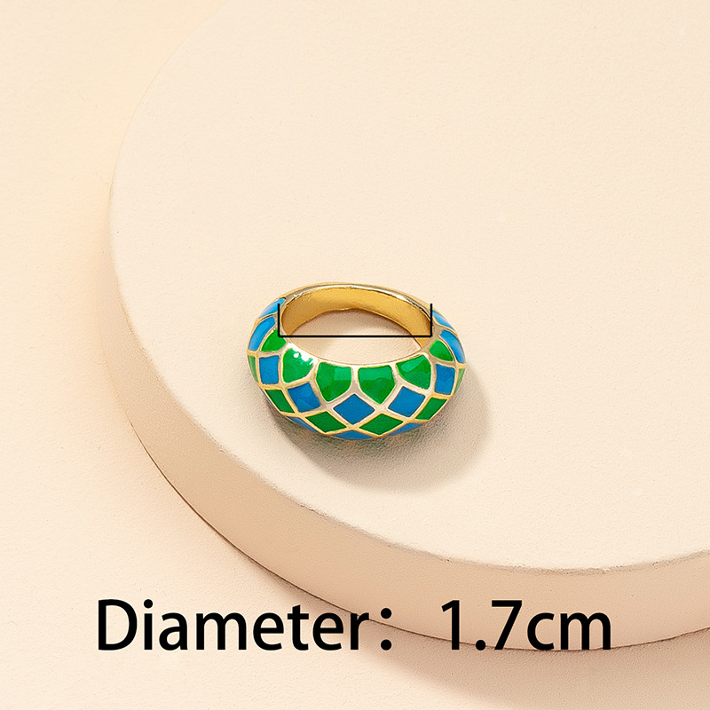 Wholesale Jewelry Enamel Glaze Plaid Ring Nihaojewelry display picture 8