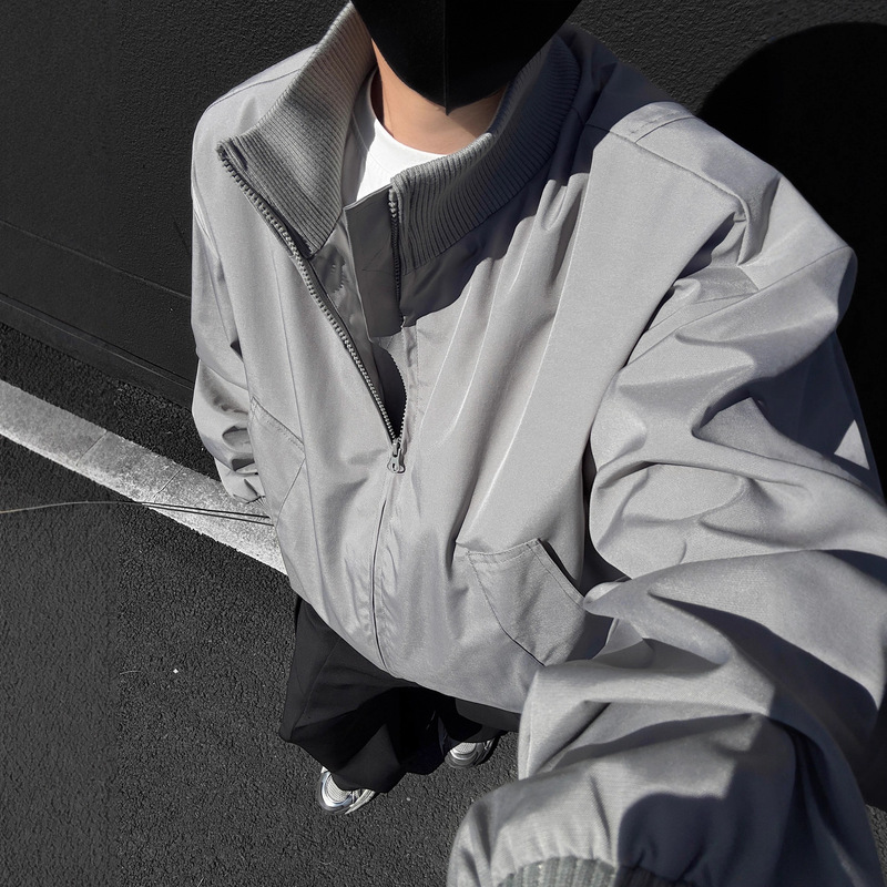 黑色cleanfit短款美式工装夹克男款2025新款秋季棒球服飞行员外套|undefined