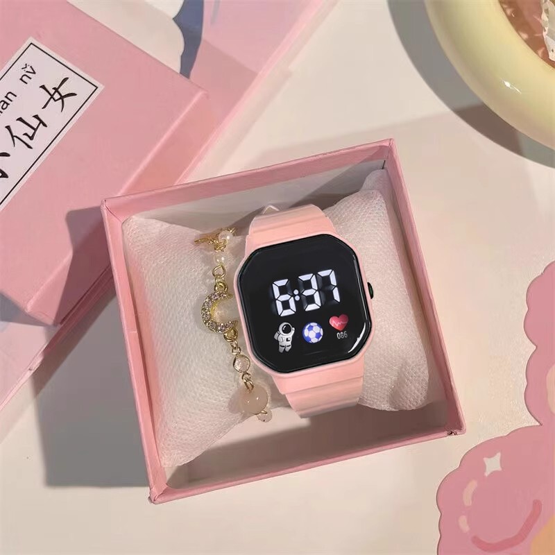 儿童电子手表只看时间女孩女童小学生女生款初中简约可爱防水防摔|undefined