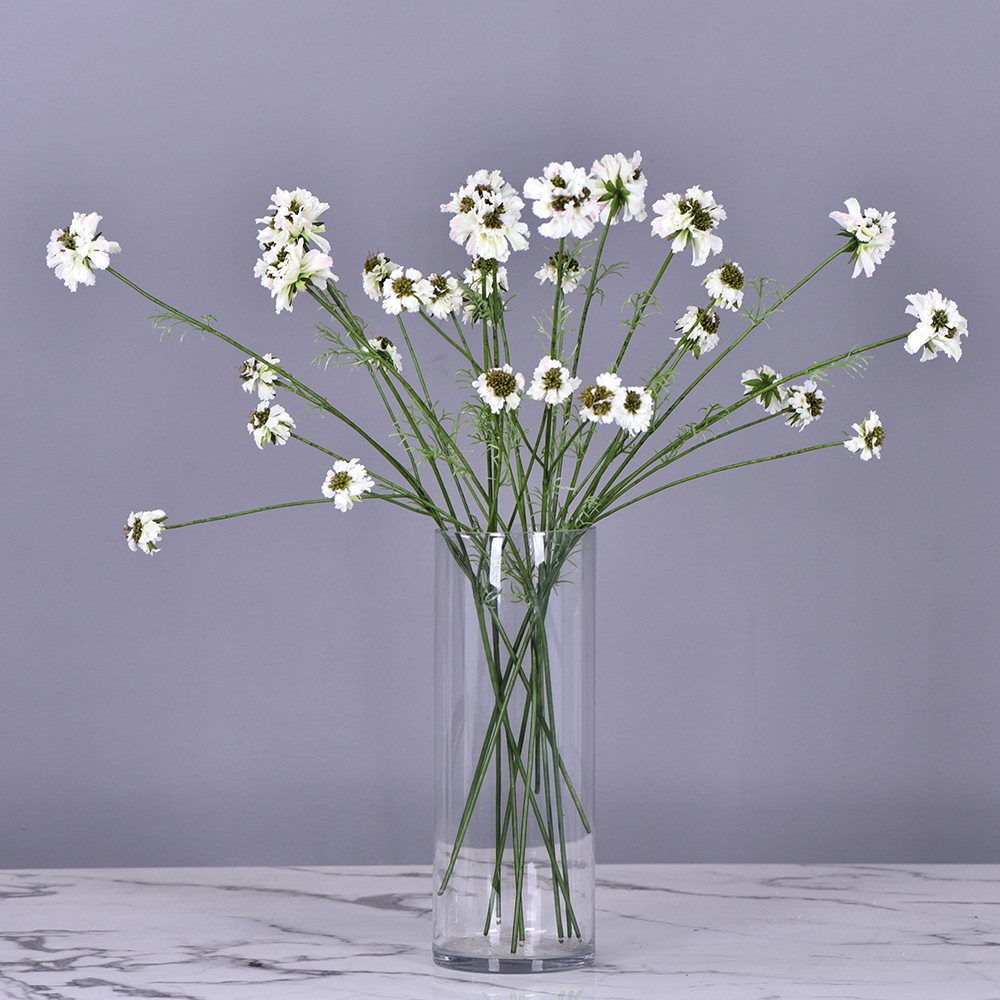 Factory Direct Sales Simulated Blue Pot Flower Living Room Hotel Model Room Decoration Daisy Artificial Flower Windmill Flower Pine Insect Flower