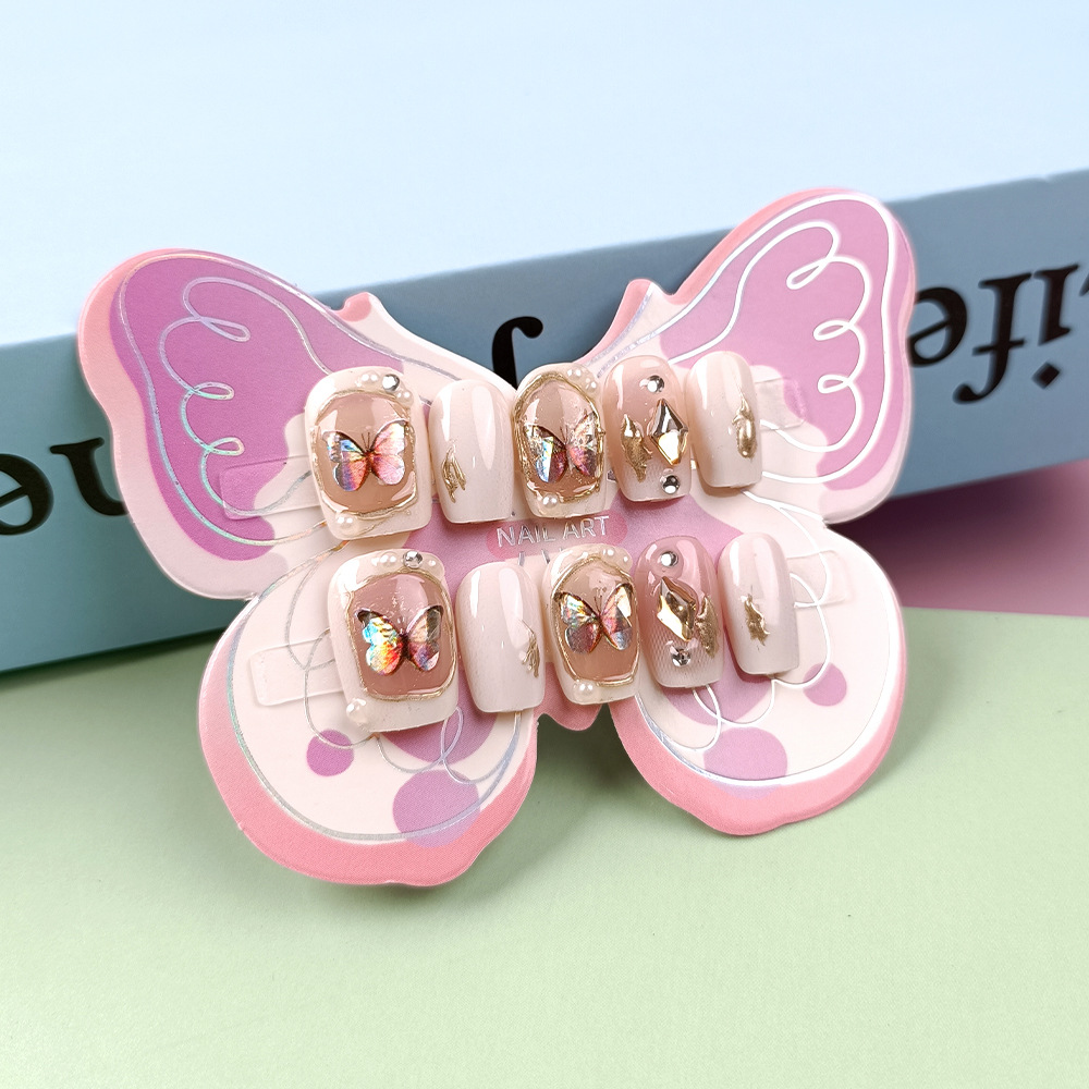 Parche de uñas de perlas para jóvenes Barroco Aurora Mariposa Manicura para niñas de 10 a 16 años