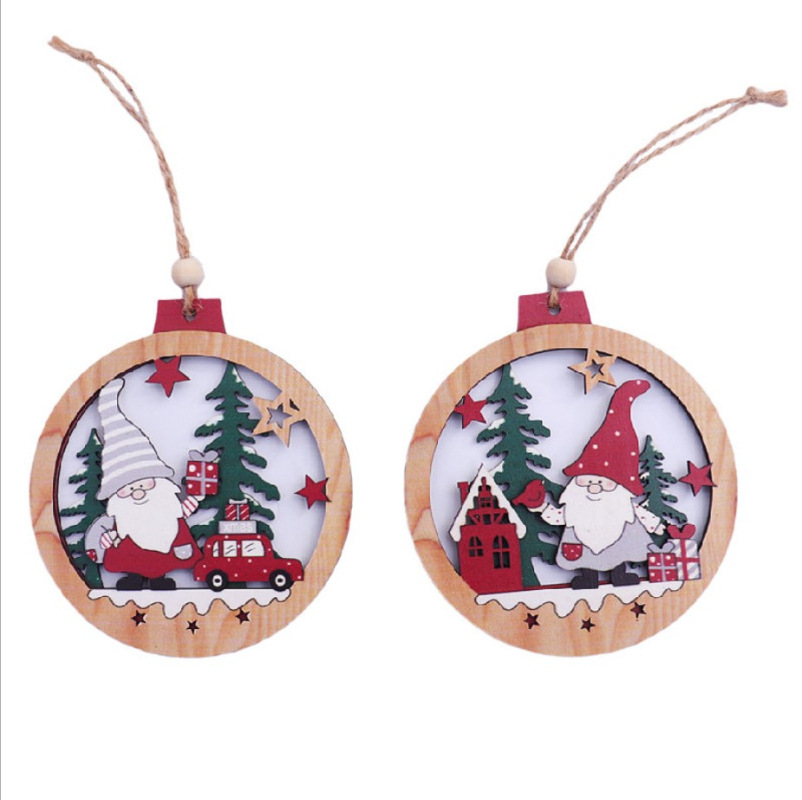 Navidad transfronteriza nuevos suministros decorativos de madera Bosque Enano ancianos colgante árbol de Navidad madera pequeño colgante