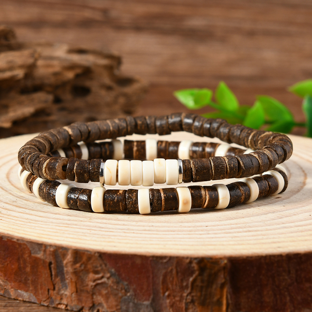 Retro Simple Style Geometric Wood Turquoise Men's Bracelets Imitation Pearl Accessories display picture 2