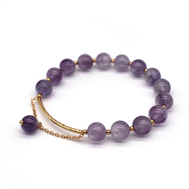 Natural Crystal Amethyst Bracelet for Women Lucky Transfer Simple Lavender Amethyst Bracelet for Women Birthday Gift