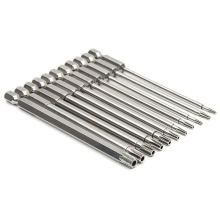 S2钢1/4柄六角梅花风批头六星型防盗螺丝带孔实心批咀起子螺丝刀