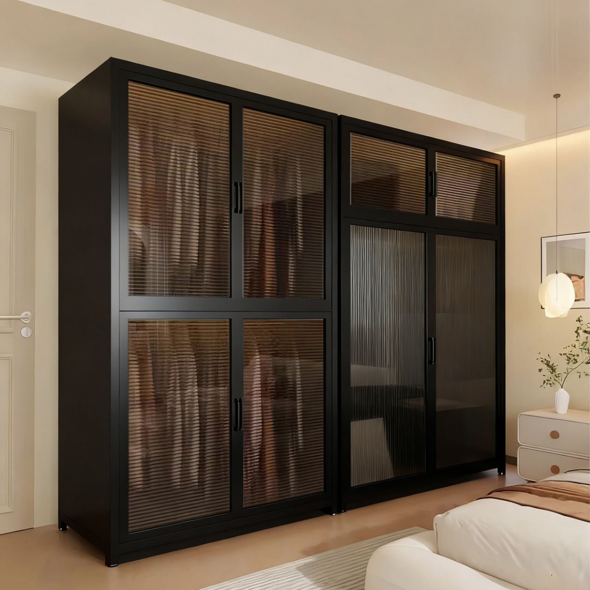 Metal Wardrobe Bedroom Home Rental Steel Frame Dustproof and Moisture-Proof Strong and Durable Free Combination Simple Wardrobe